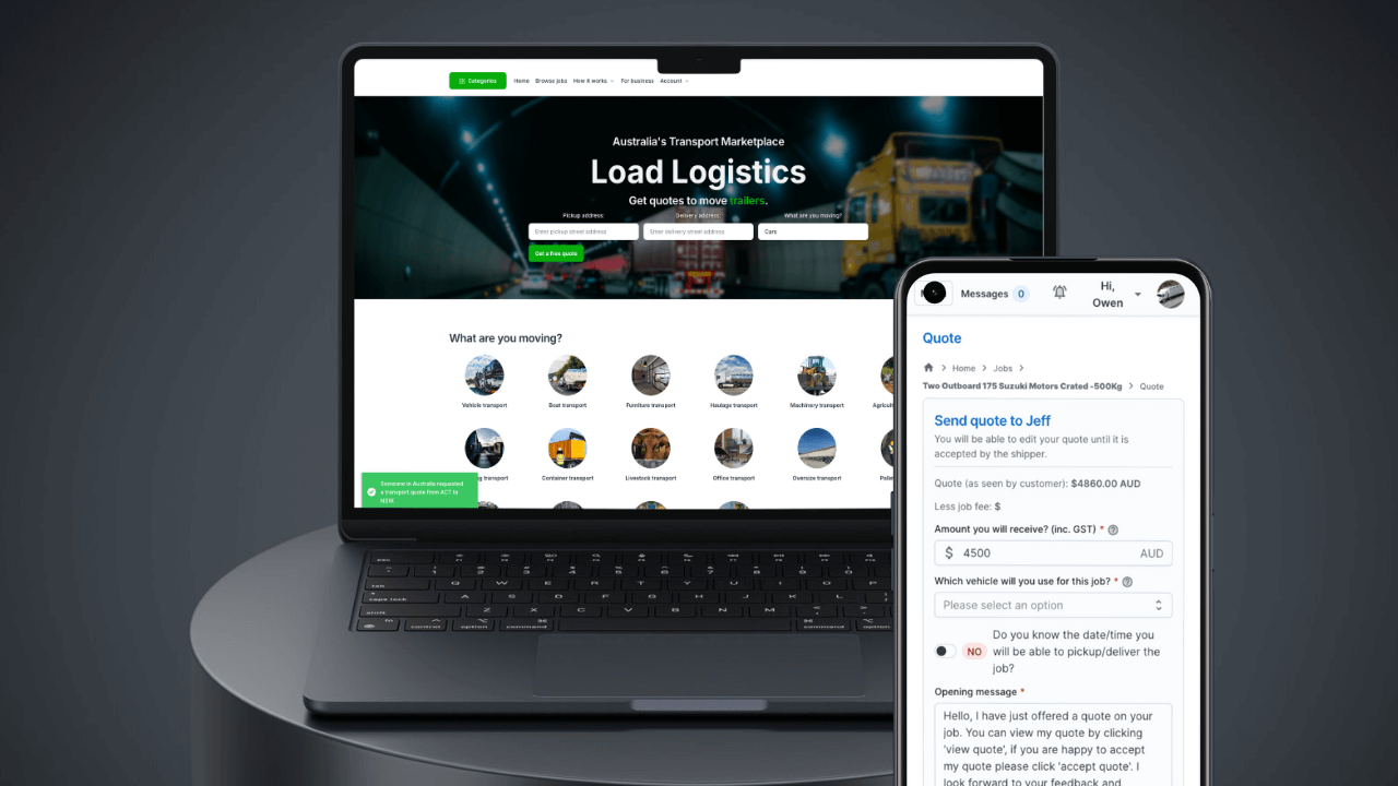 Load Logistics Australia transport quotes